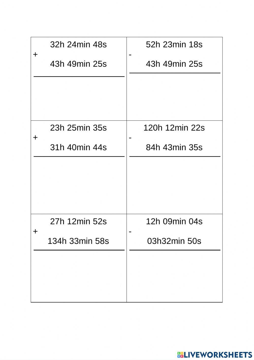 Suma i resta sexagesimal