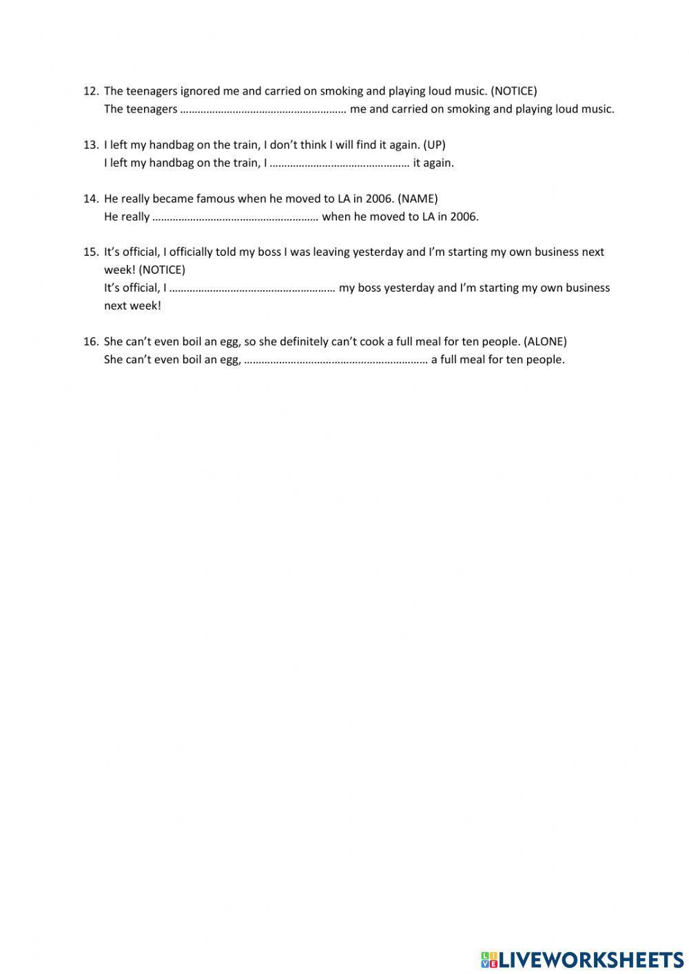 Key Word transformation practice CAE