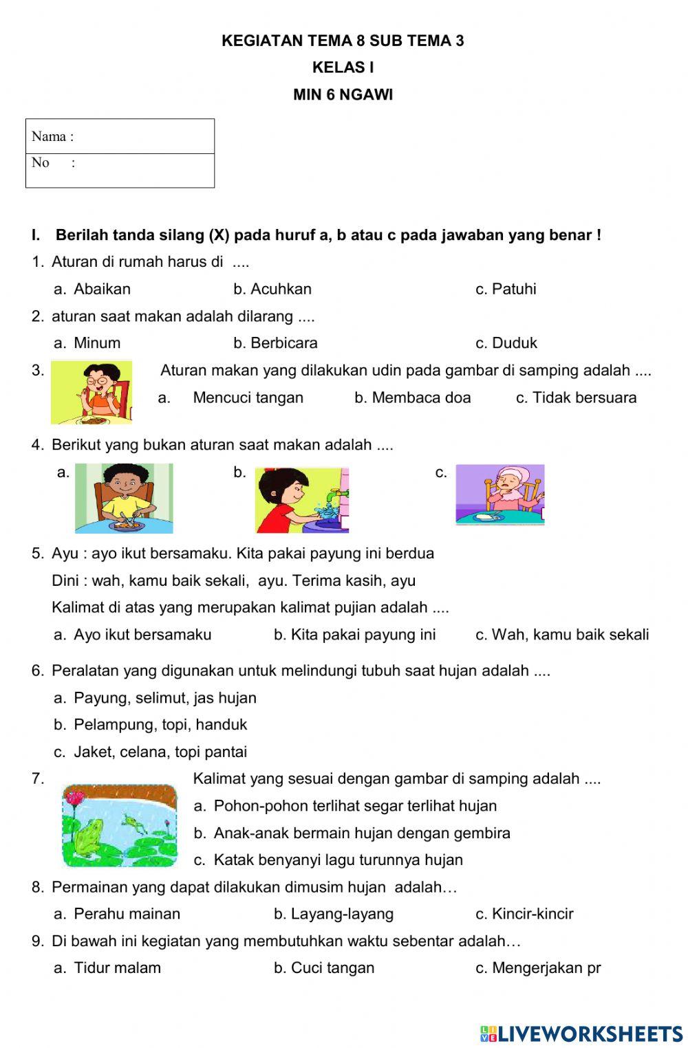 Kegiatan tema 8 Sub Tema 3