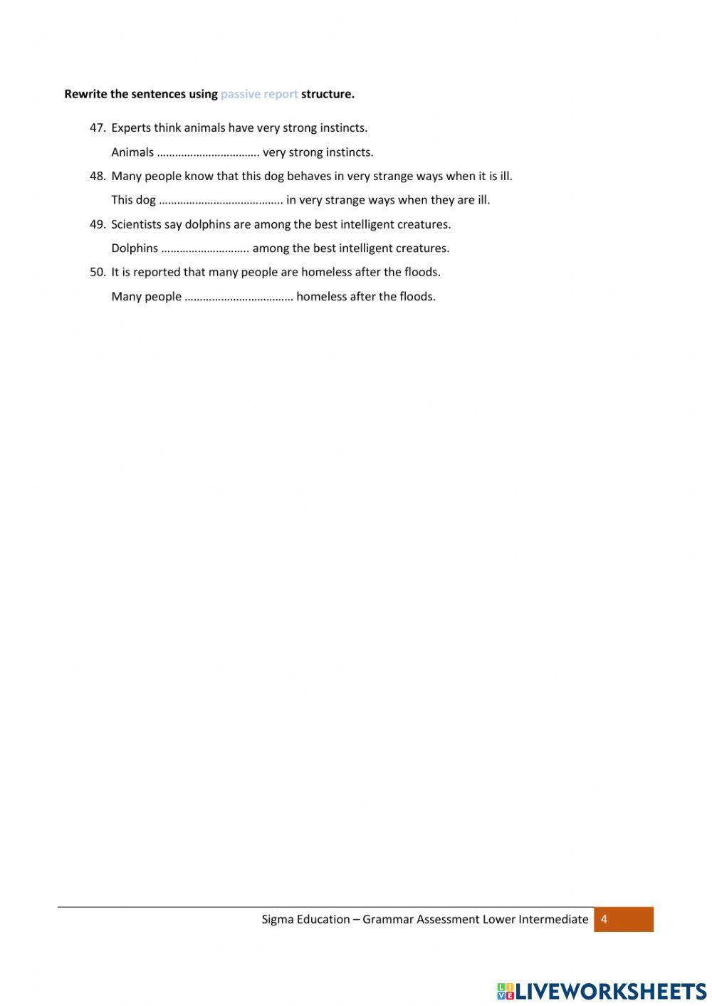 J2 Lower Int - Grammar Assessment