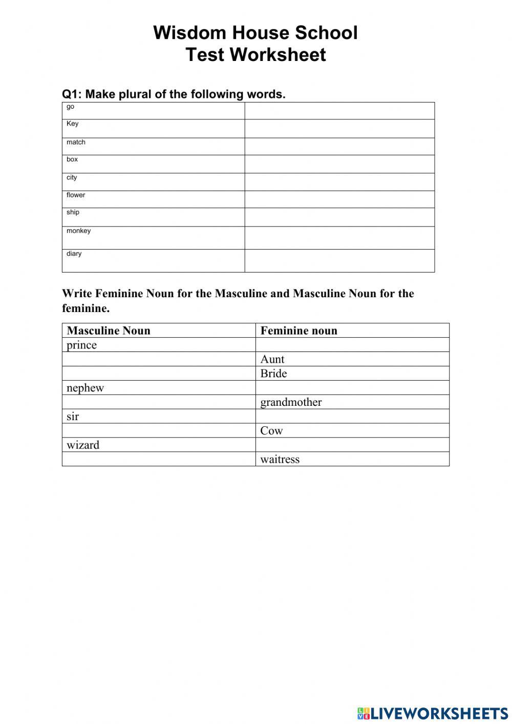 Singular-Plural & Masculine-Feminine
