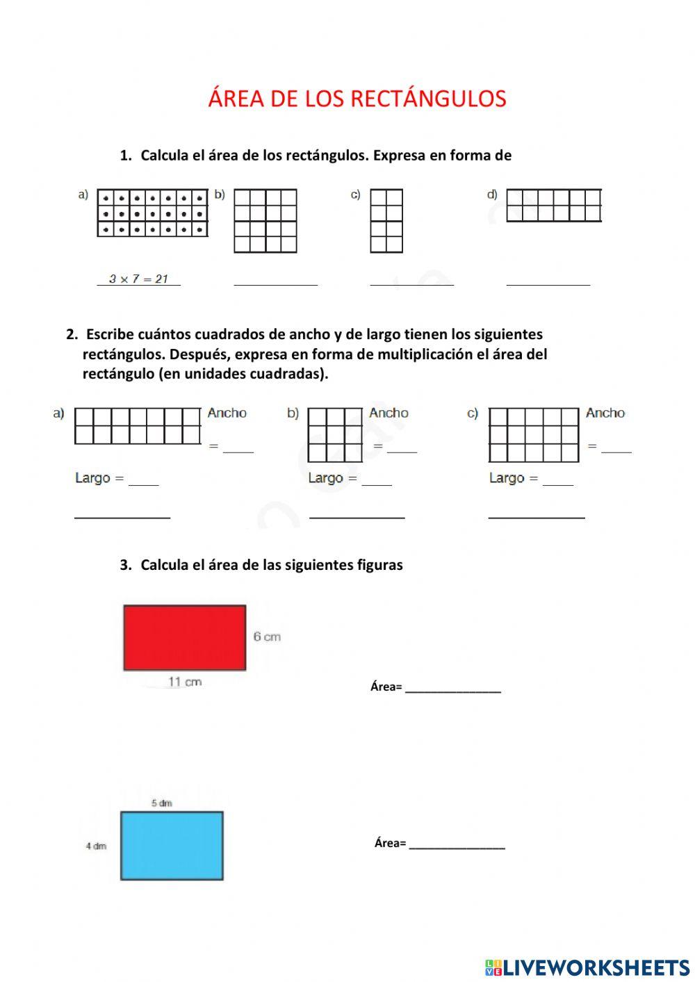 Áreas en rectángulos