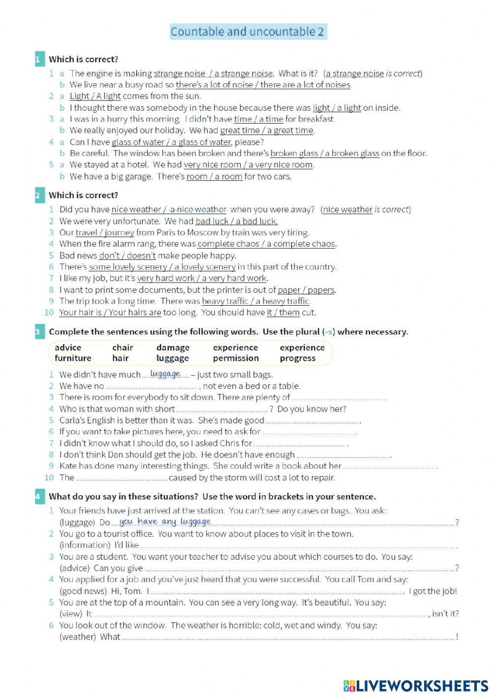 Countable and Uncountable Nouns 4