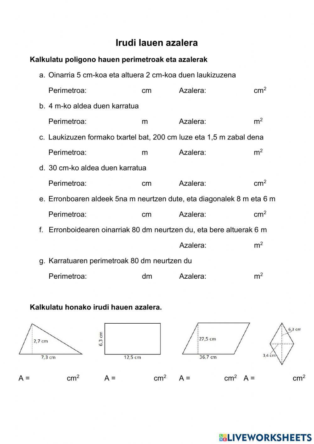 Poligonoen azalerak Poligonoen azalerak