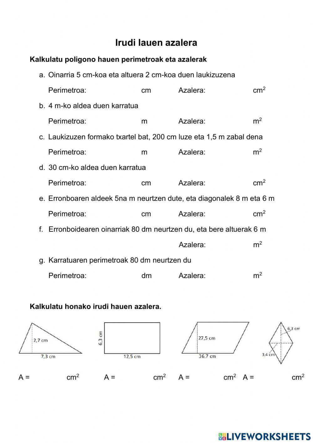 Poligonoen azalerak