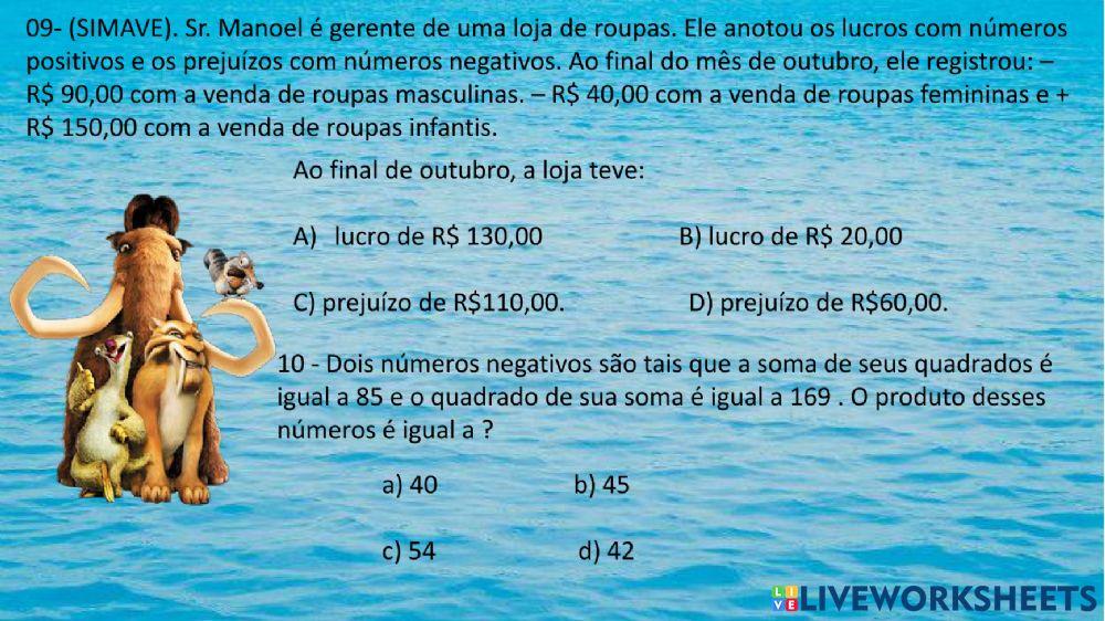 Operações com números inteiros