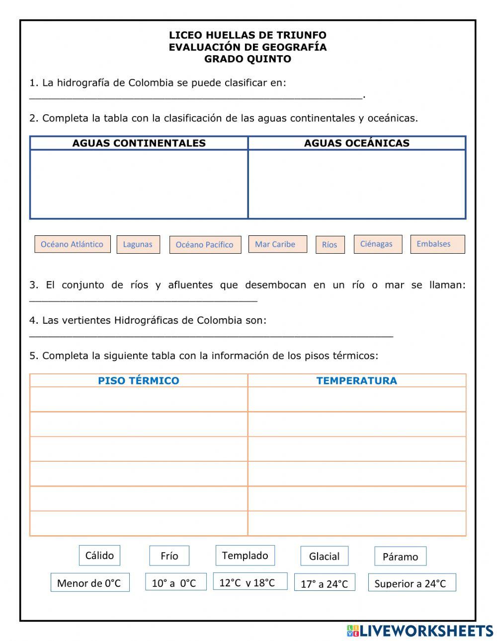 Evaluación Geografía