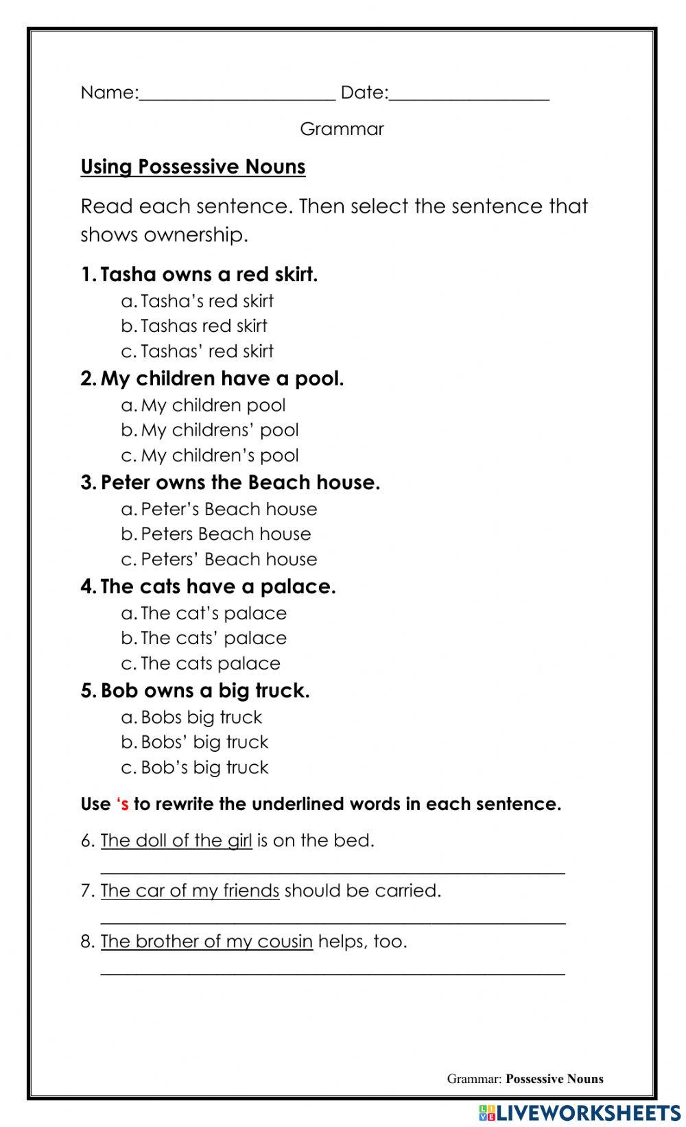 Using Possessive Nouns