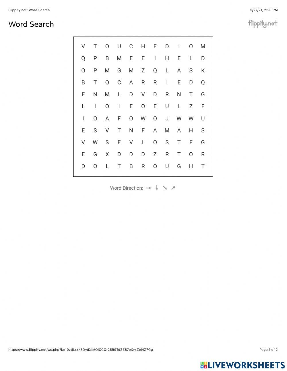 -Because You Loved Me- Word Search