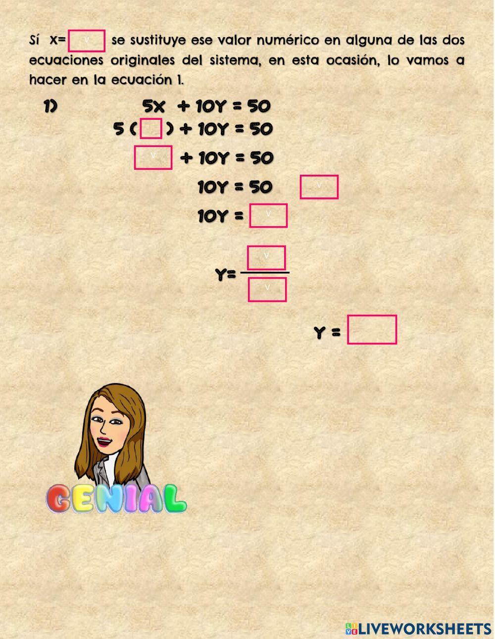 Sistema de ecuaciones método suma y resta