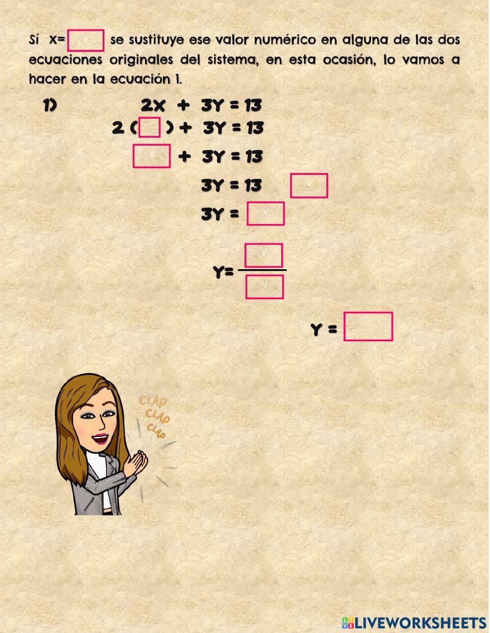 Sistema de ecuaciones método suma y resta