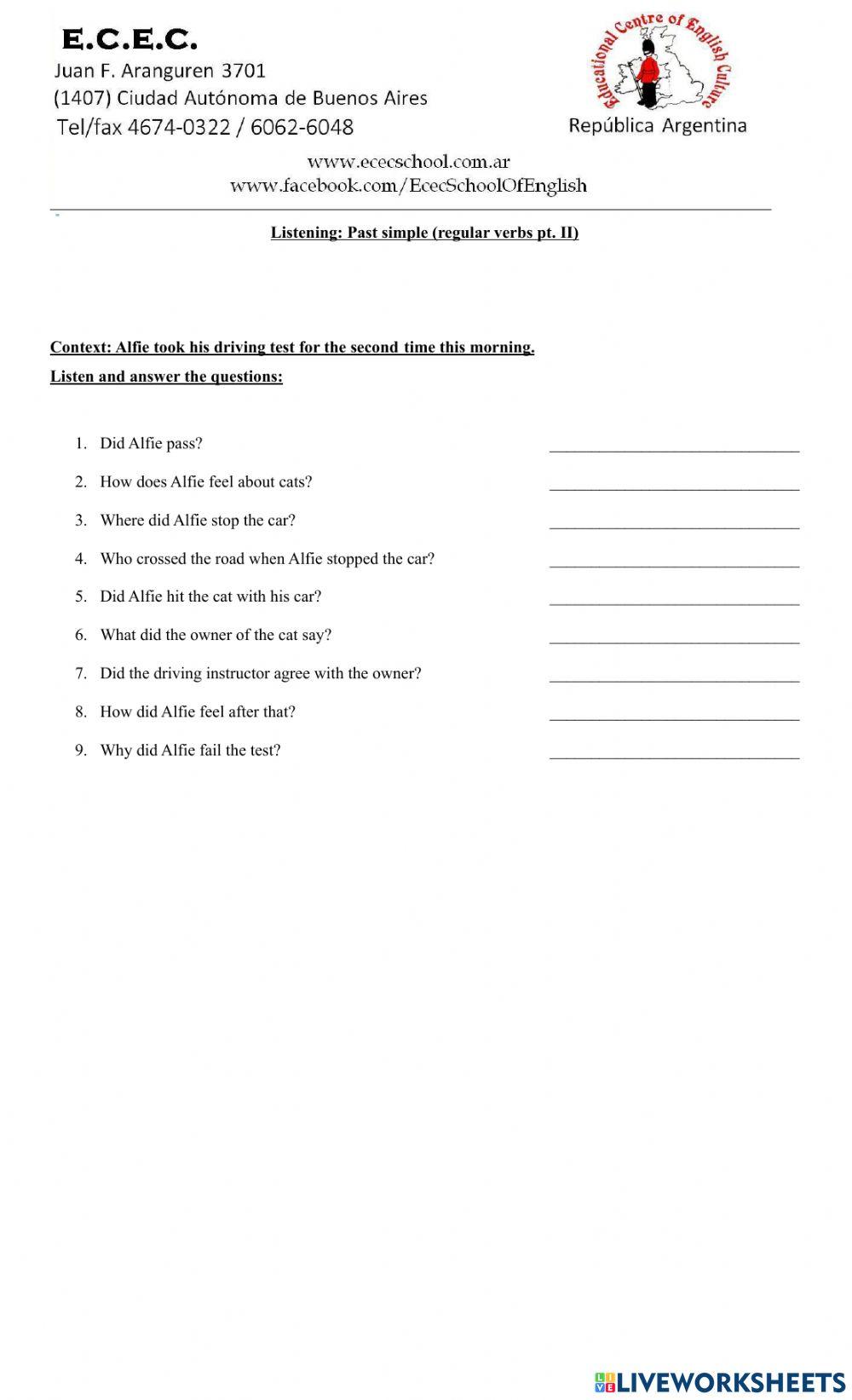 Past simple listening 2