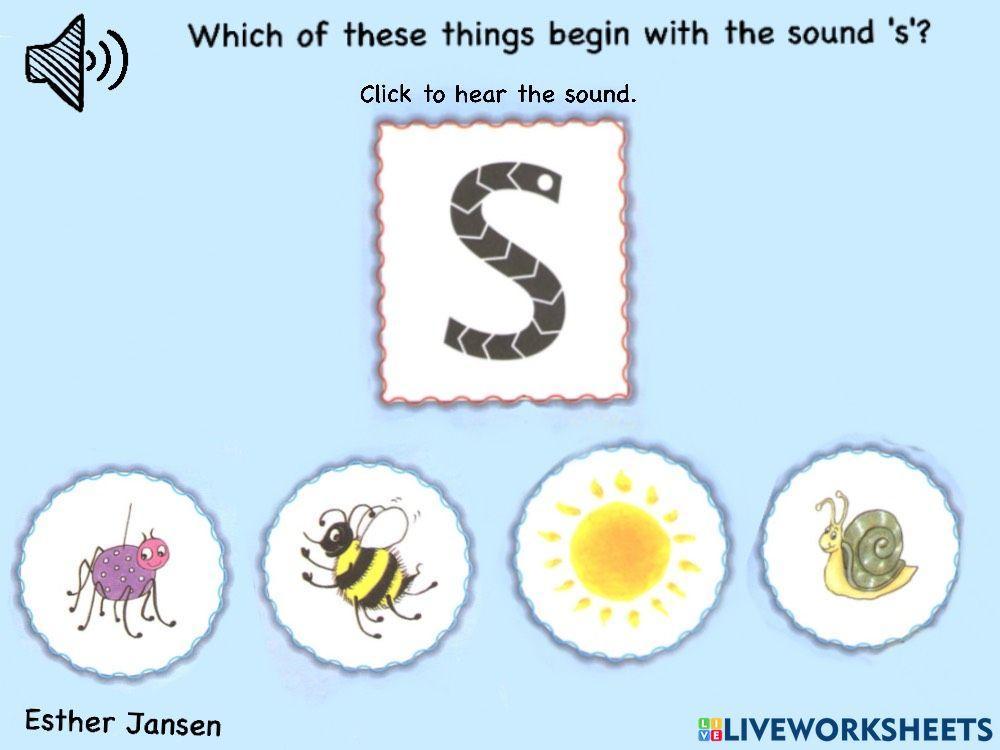 Jolly Phonics: Which of these things begin with the sound 's'?