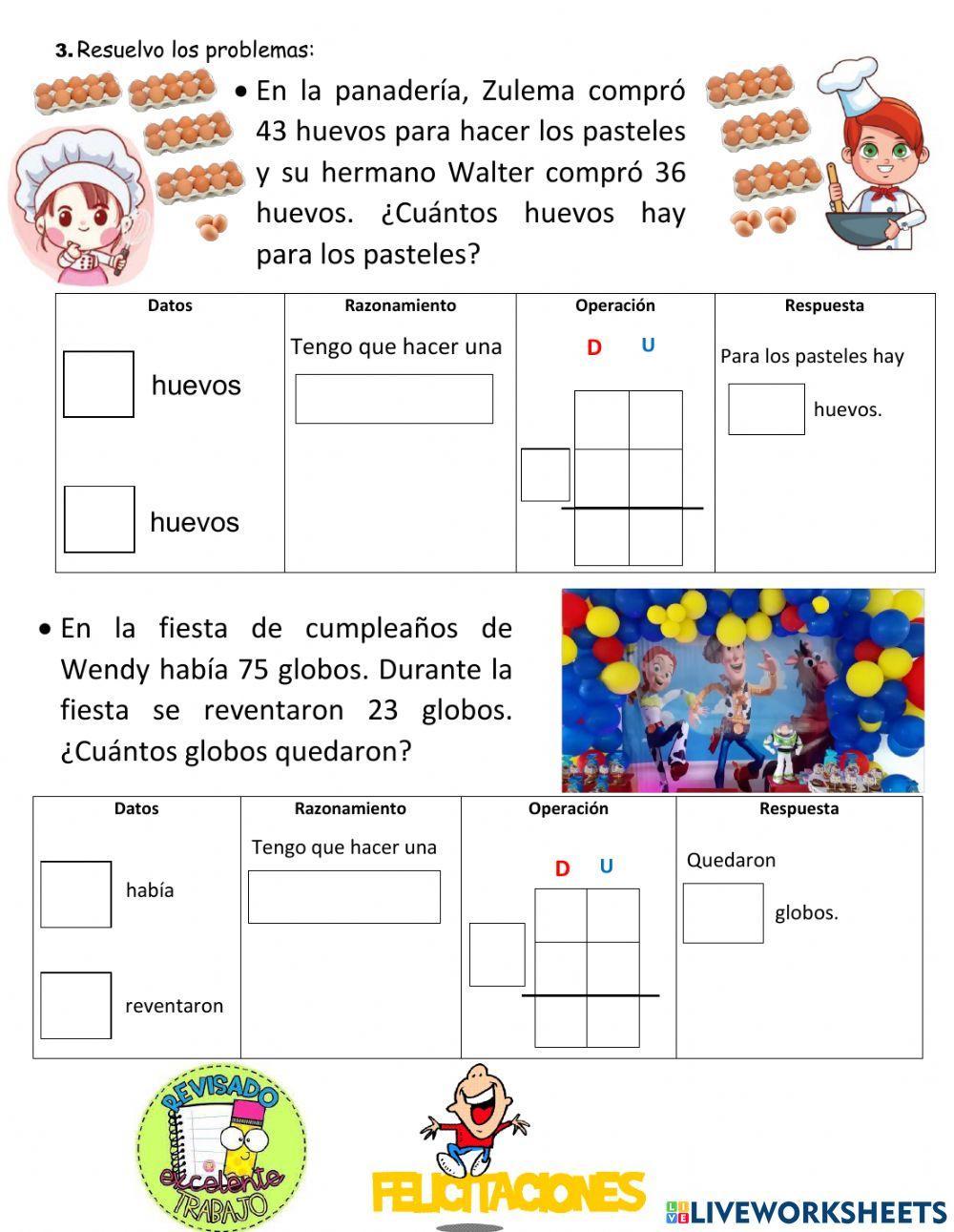 Suma - resta - problemas hasta el 79
