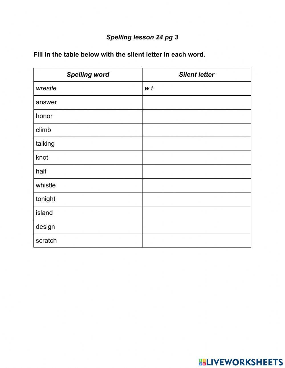 Spelling lesson 24 pg 3