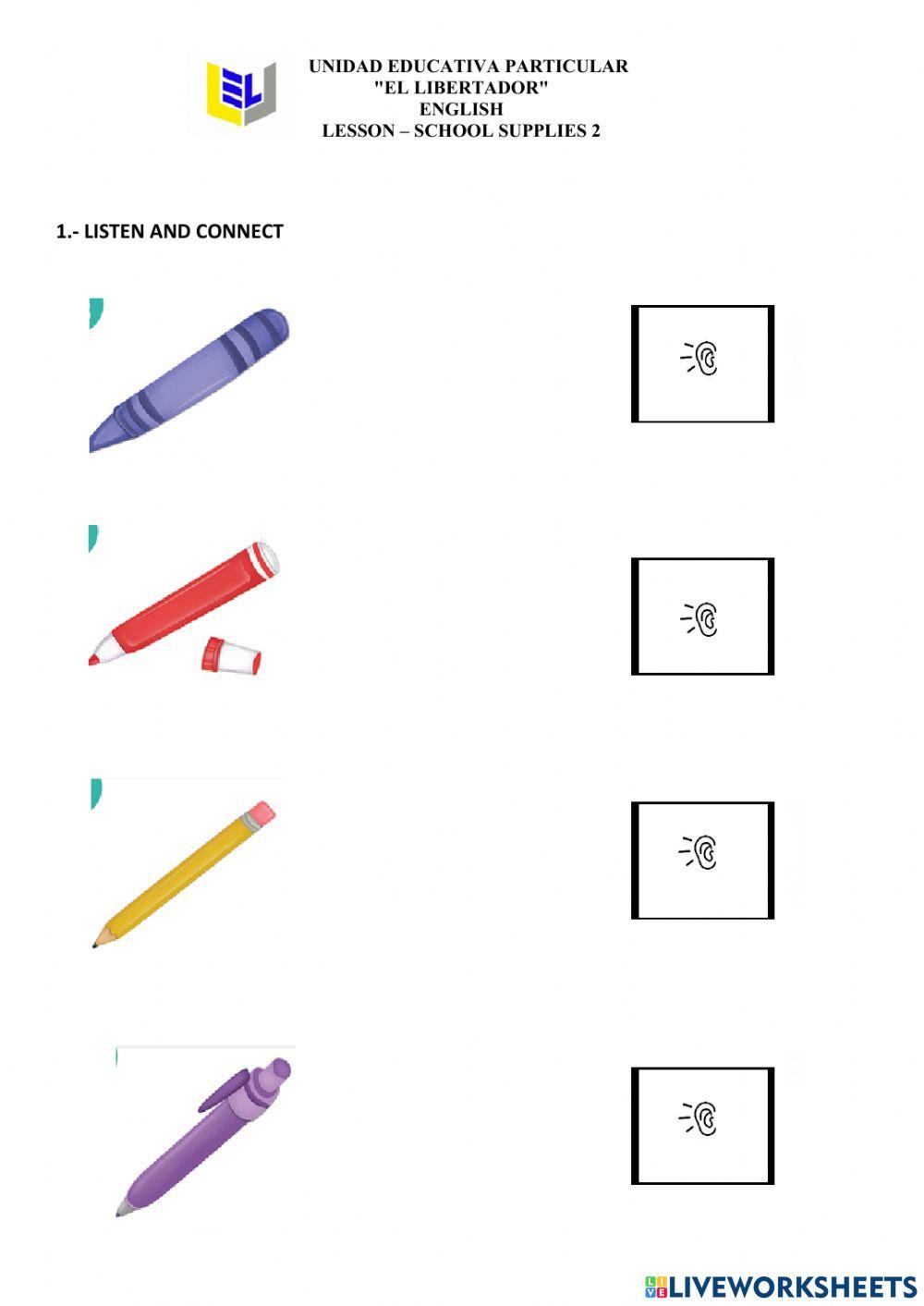 School Supplies vocabulary