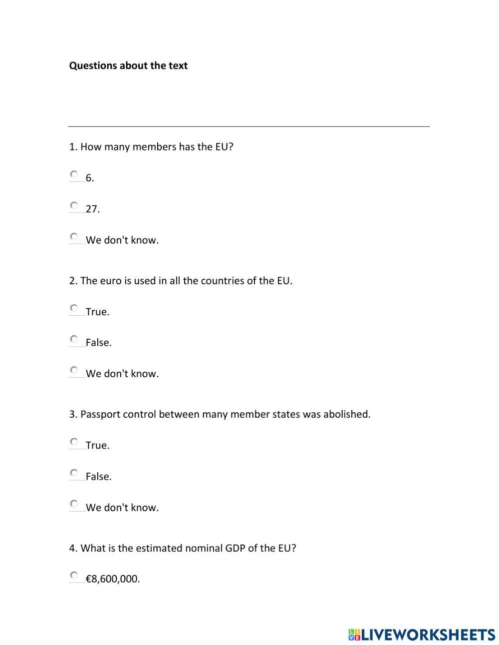 Reading comprehension