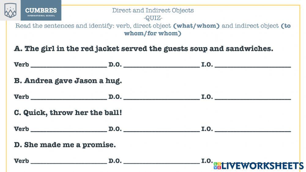 Direc and Indirect Objects