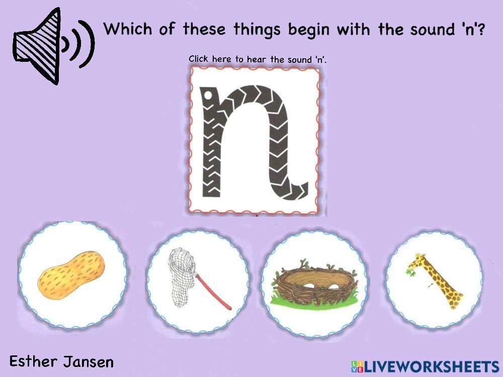 Jolly Phonics: Which of these things begin with the sound 'n'?
