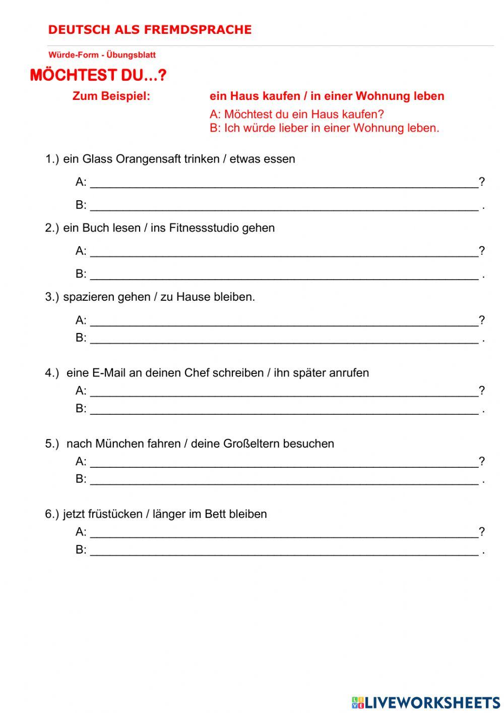 Konjunktiv - Würde-Form