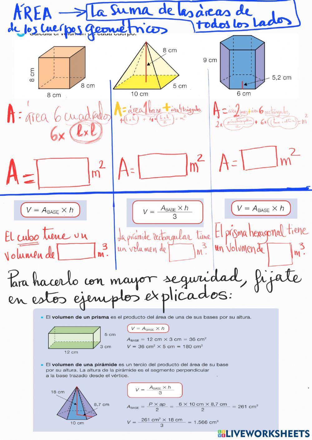 Area y volumen de prismas y pirámides