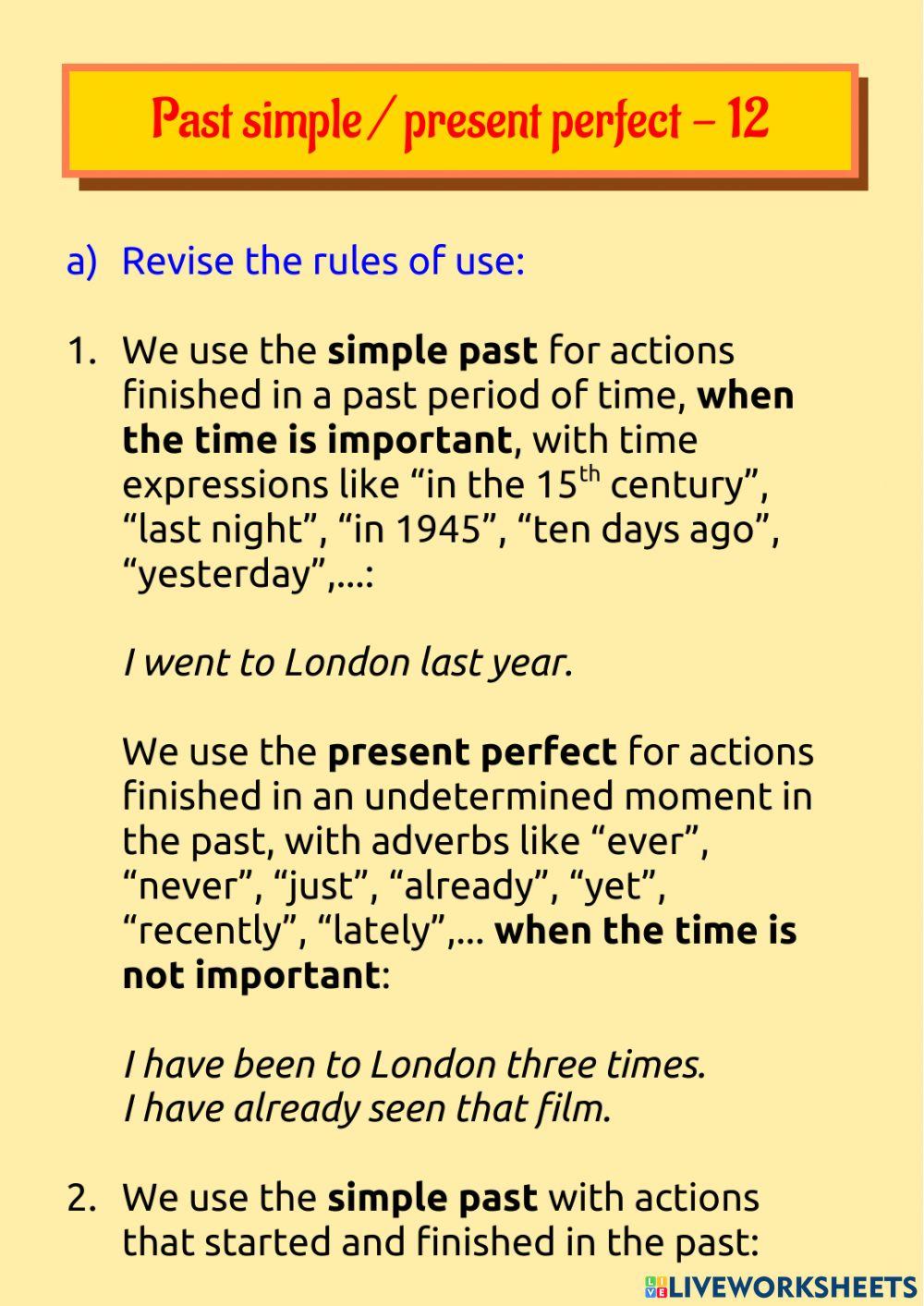 Past simple - present perfect 12