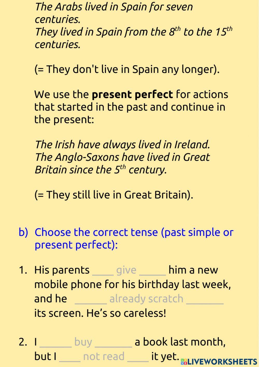 Past simple - present perfect 12