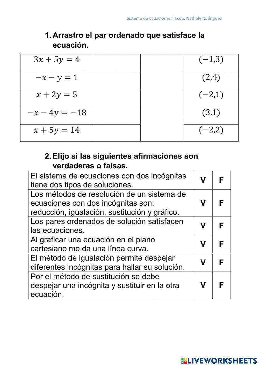 Sistema de ecuaciones de dos incognitas