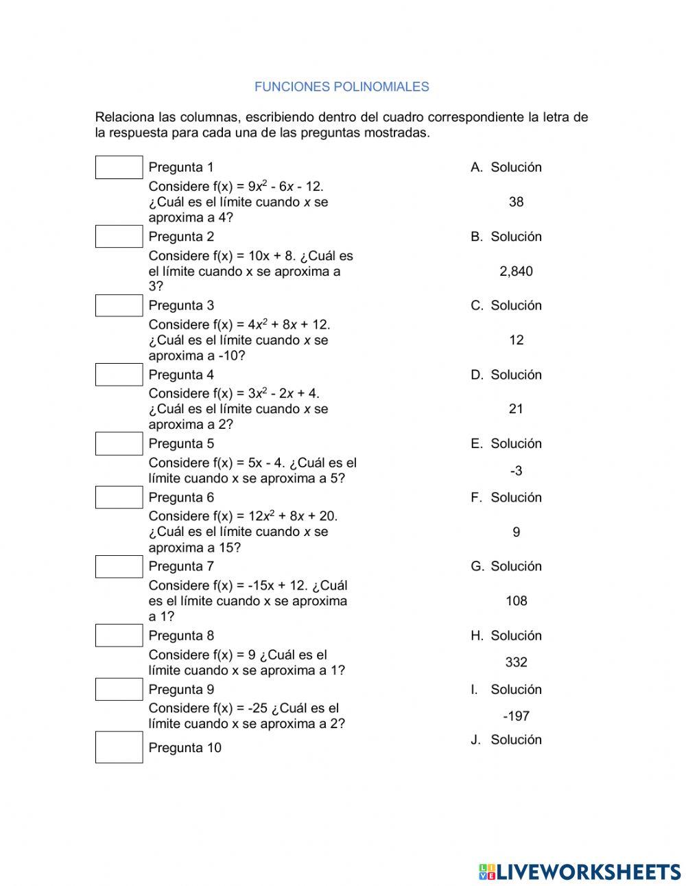 Funciones polinomiales