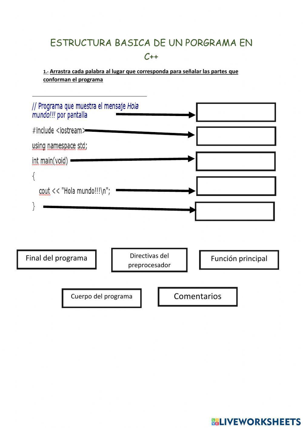 Estructura general de un programa C++