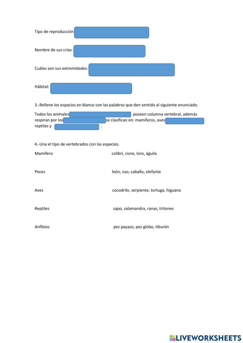 Animales vertebrados