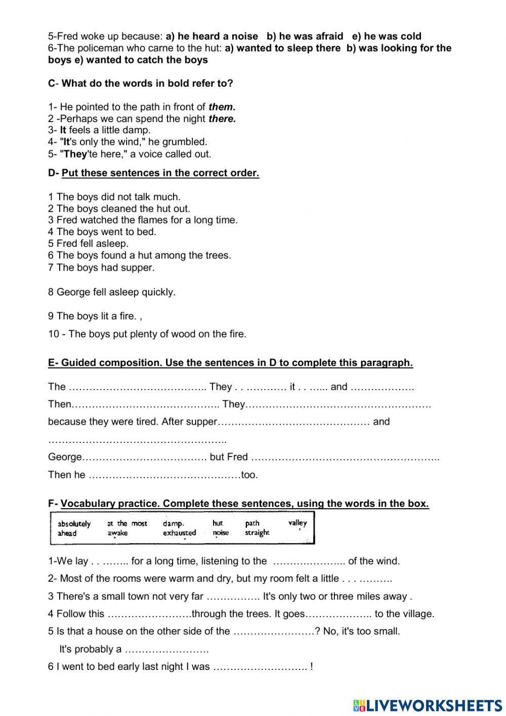 4th Seniors -READING test