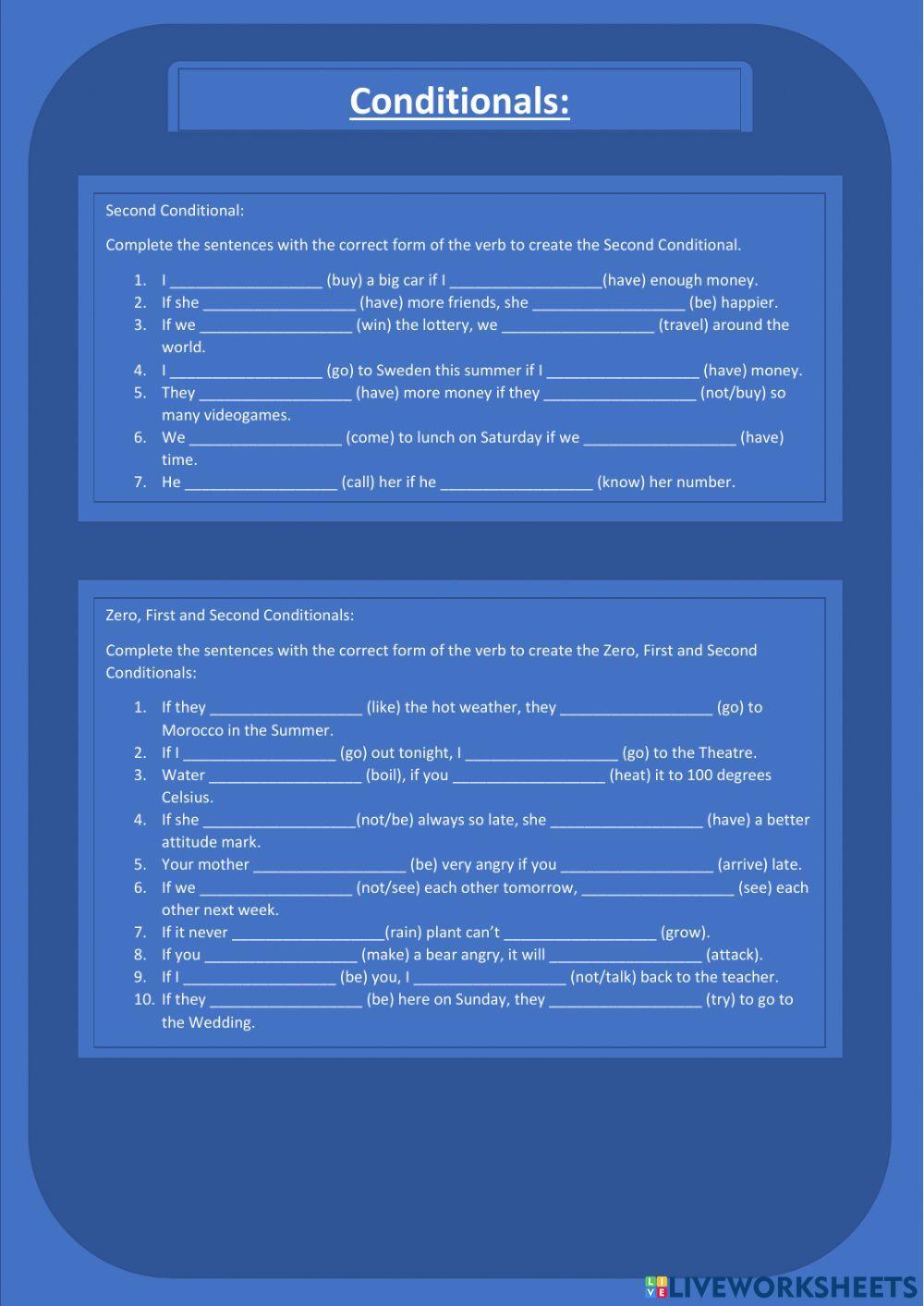 Zero, First and Second Conditional