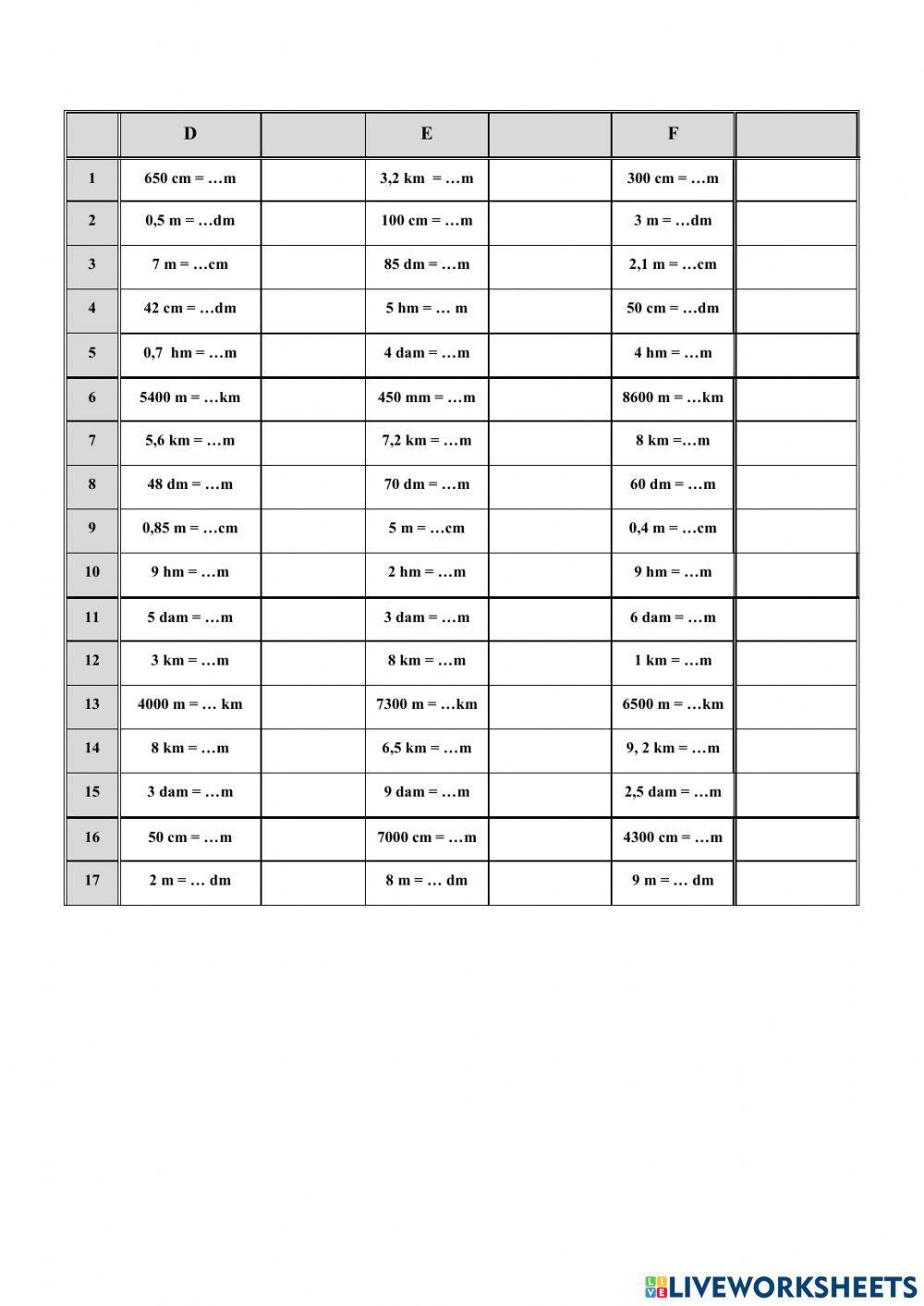 Cálculo mental 19: Medidas de lonxitude