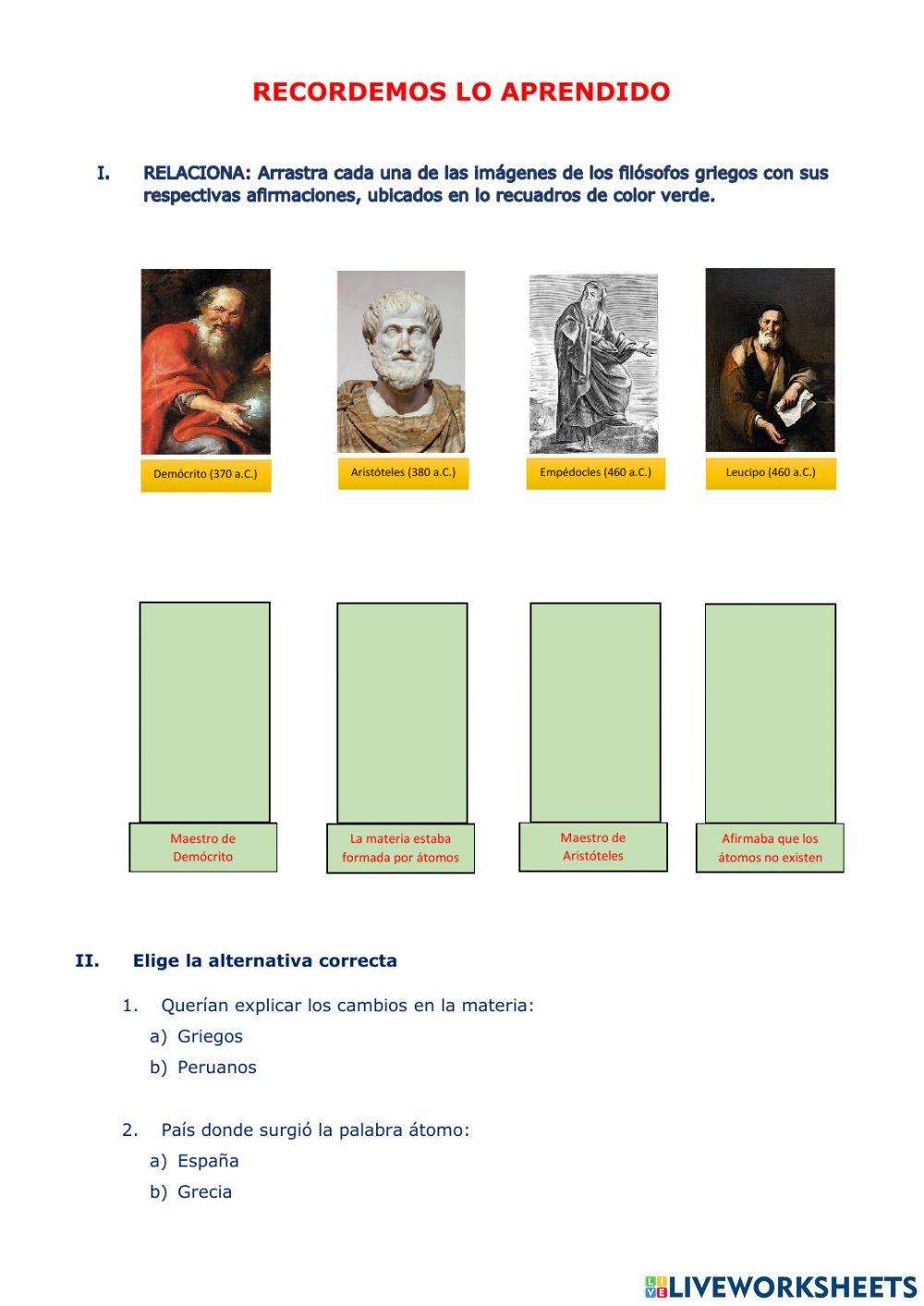 Concepciones filosóficas sobre la materia-El átomo 