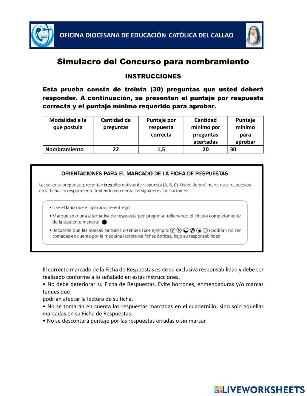 Simulacro para nombramiento