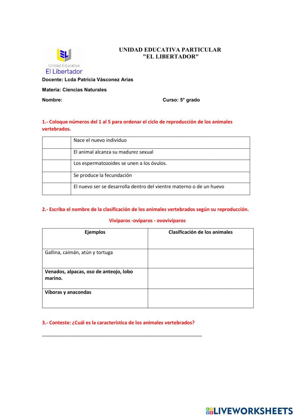 Reproducción de los vertebrados