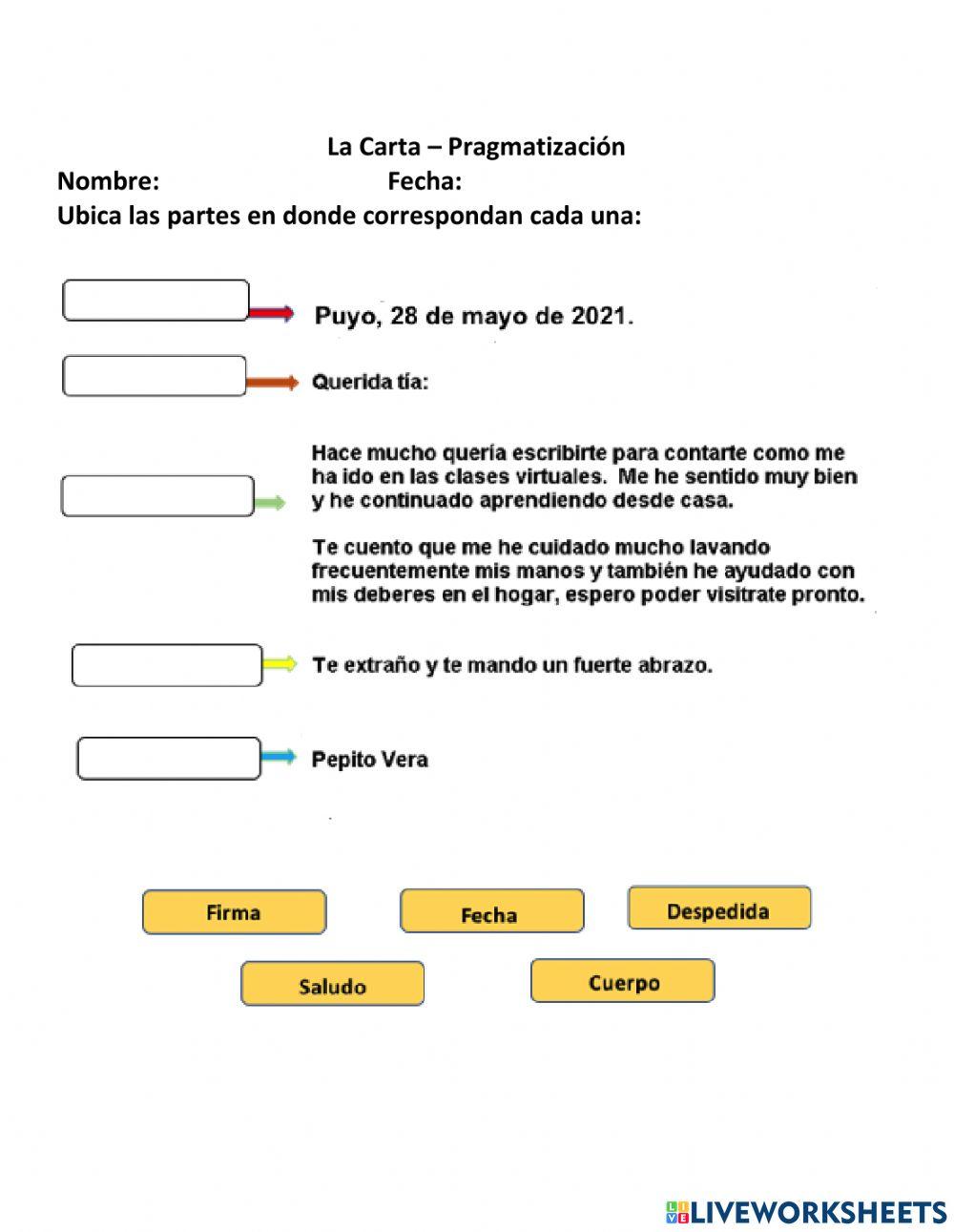 La carta- ejercitación