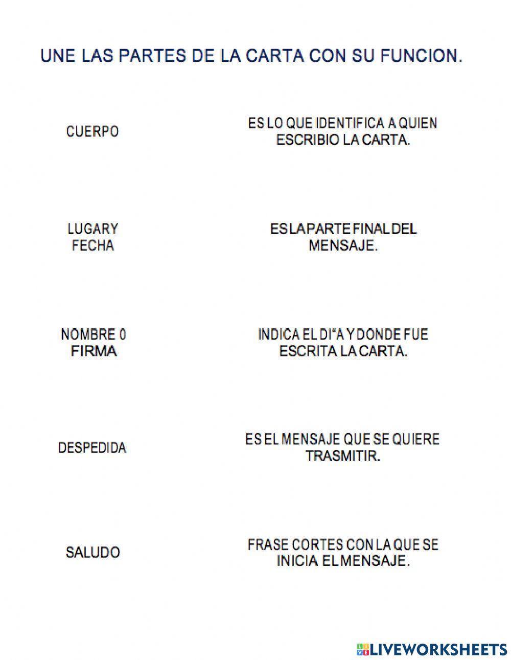 La carta- ejercitación