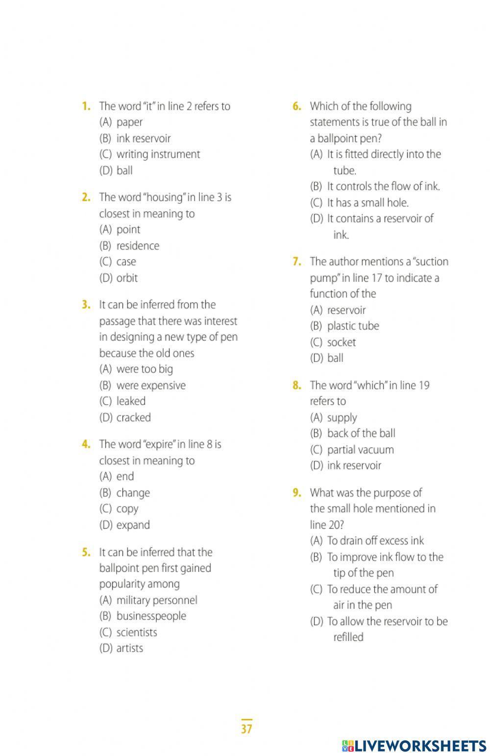 Toefl itp reading comprehension test