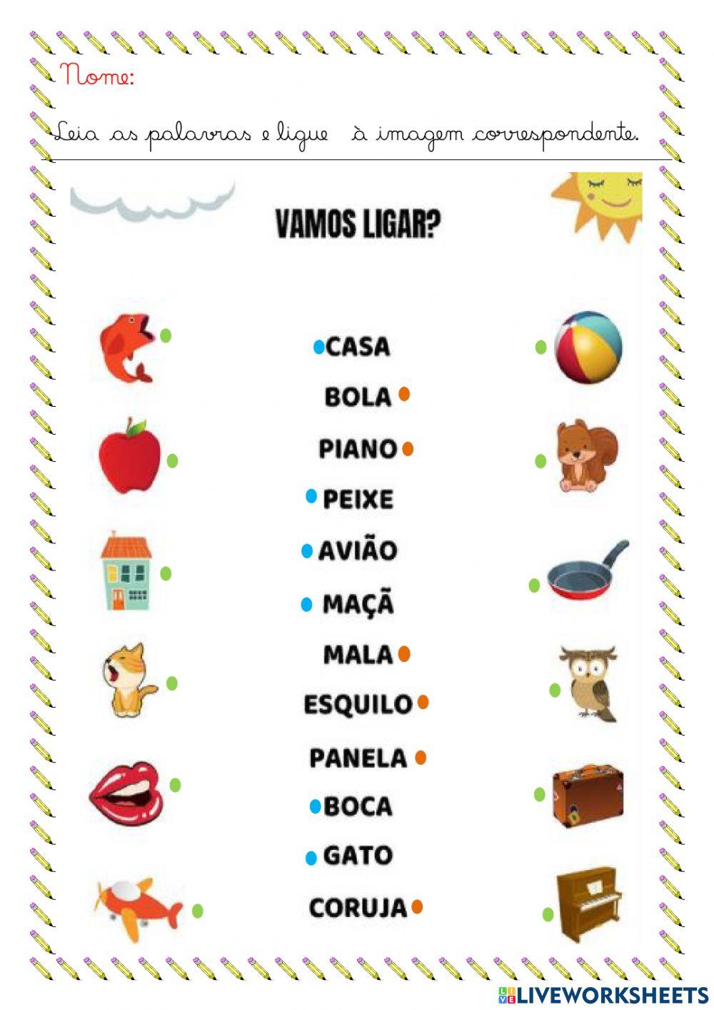 Atividade de Português: ligue corretamente