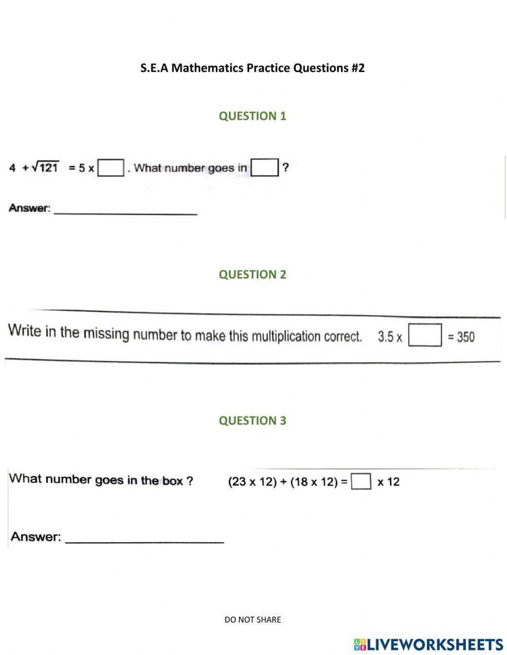 1040977 | S.E.A. Math Practice | Ms. Williams