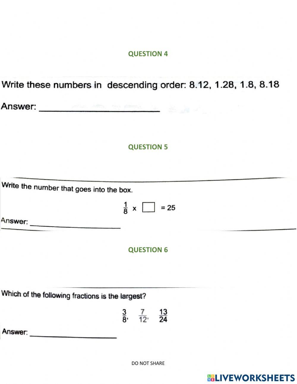 S.E.A. Math Practice