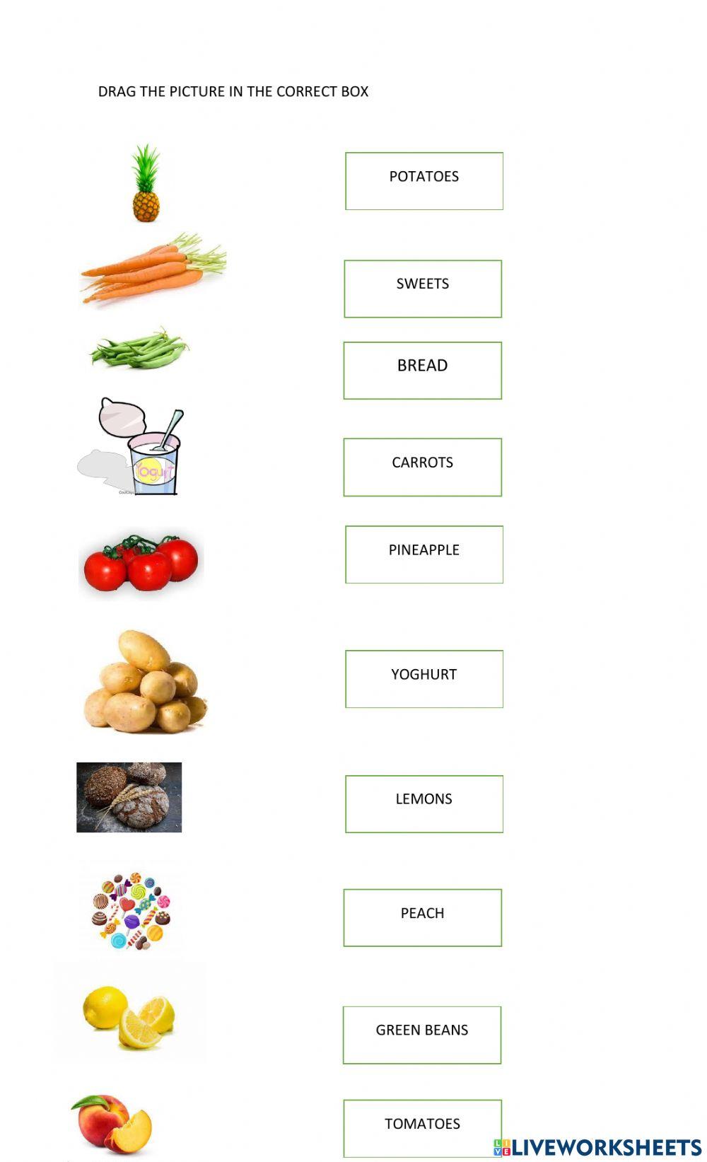 Fruit and vegetables vocabulary
