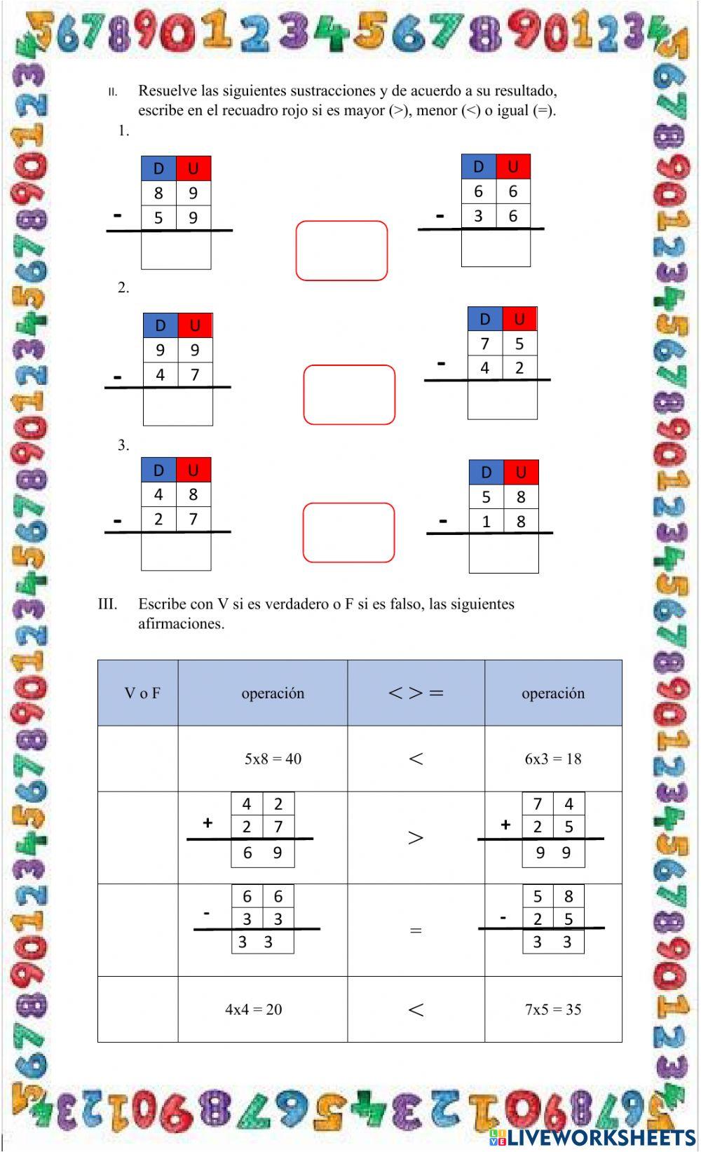 Guía de trabajo mayor- menor e igual.