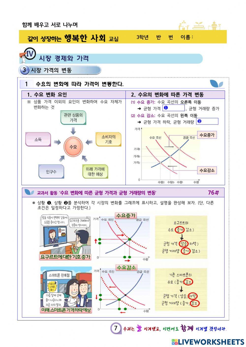 4-3. 시장 가격의 변동 | Free Interactive Worksheets | 6610037