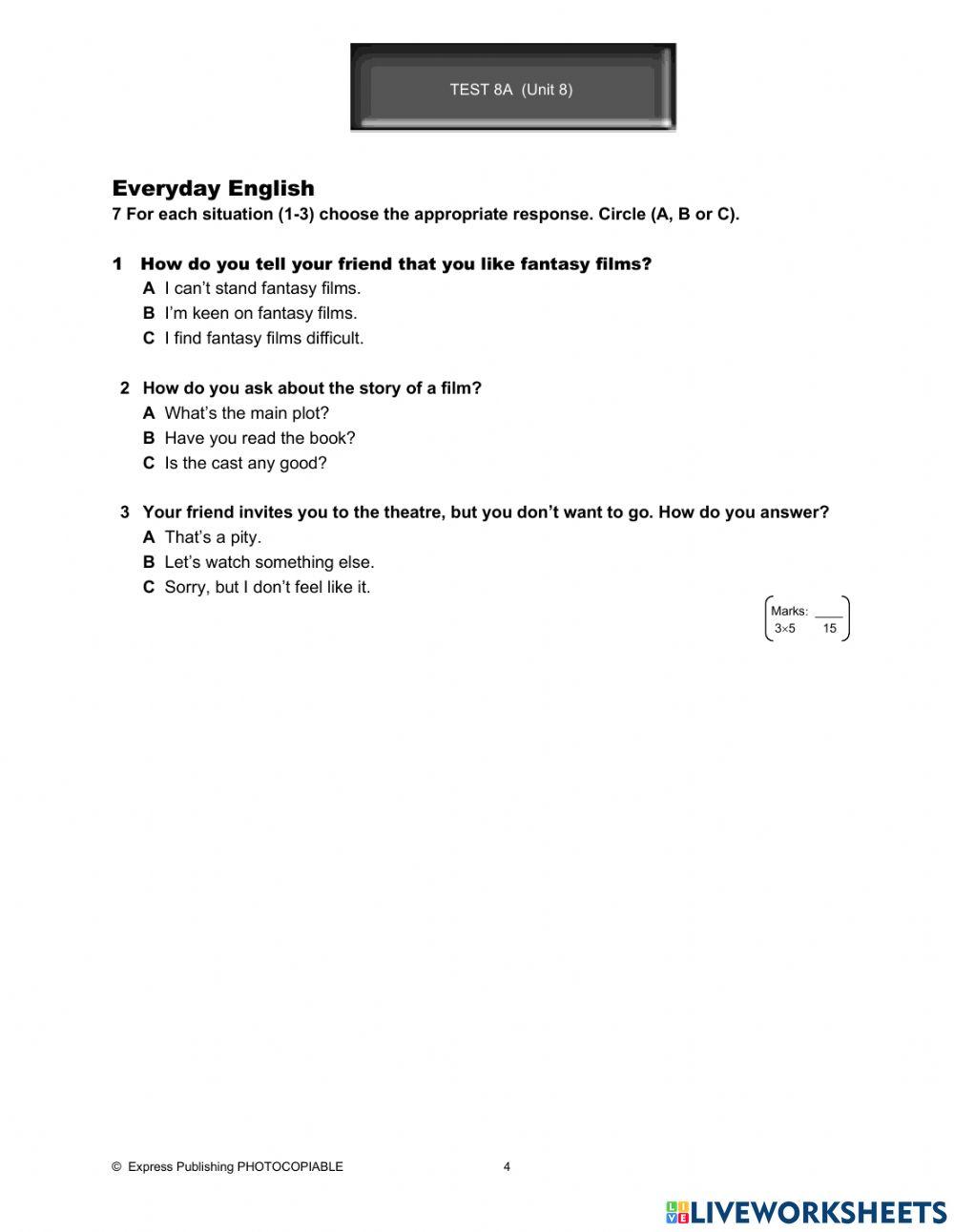 On screen 2 - test Unit 8