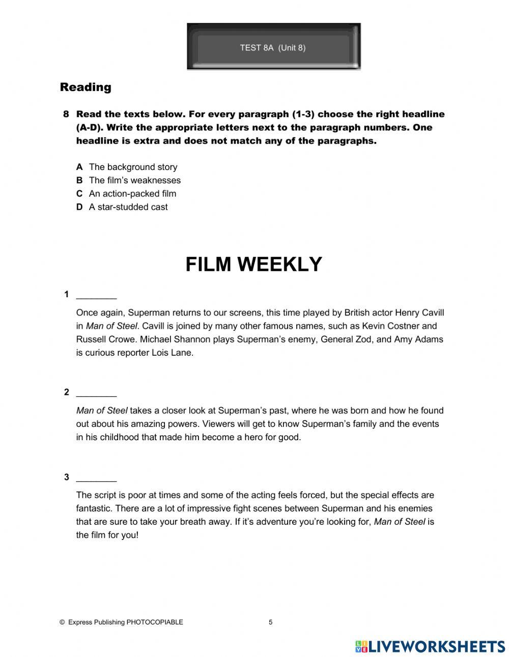 On screen 2 - test Unit 8