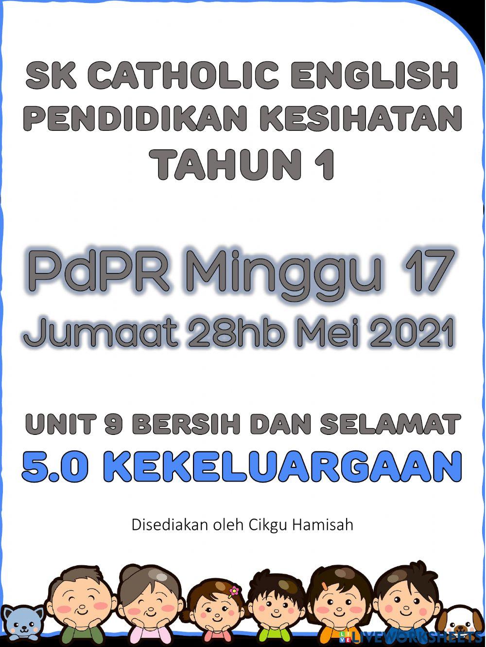Pendidikan Kesihatan Tahun 1 PdPRM17 Jumaat 28hb Mei 2021 Unit 9 Bersih dan Selamat - Kekeluargaan