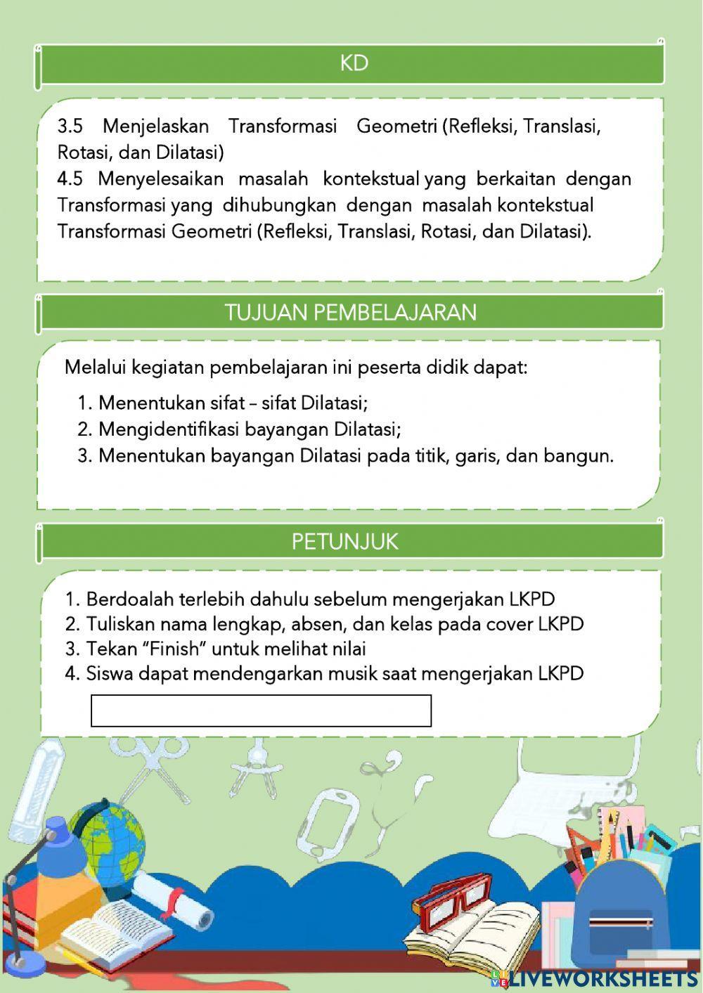 Lkpd transformasi geometri - dilatasi